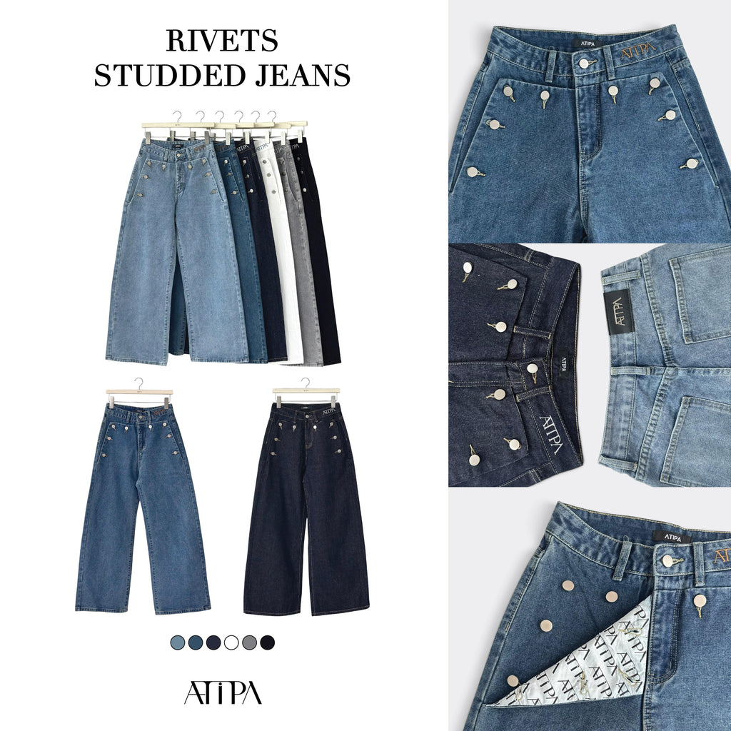 ATIPA - Rivets Studded Jeans
